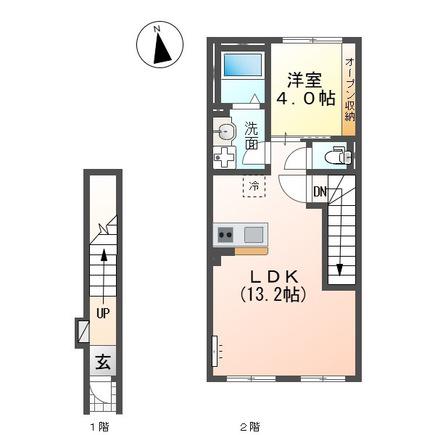 マンションアーク参番館(1LDK/2階)の間取り写真