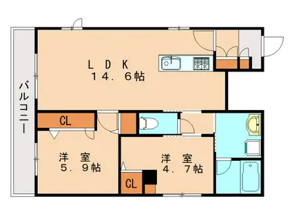 SHAMAISON AMY(2LDK/3階)の間取り写真