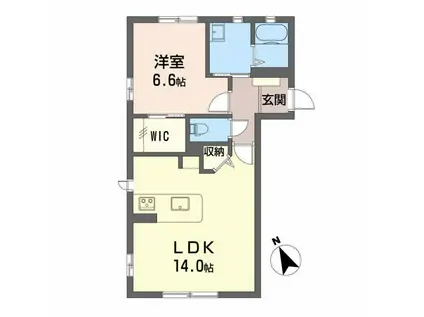 ミズキ B(1LDK/1階)の間取り写真