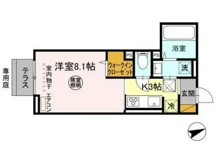 D-ROOM椿森1丁目B(1K/1階)の間取り写真
