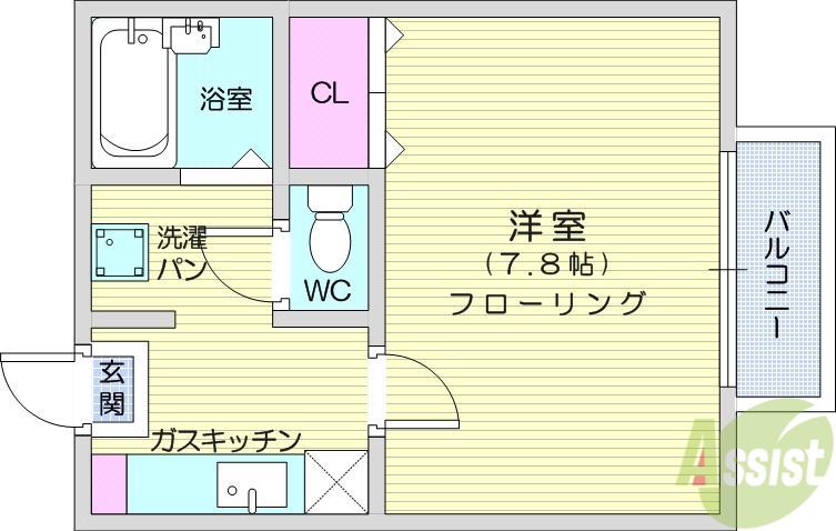 アビデ木ノ下(1K/1階)の間取り写真