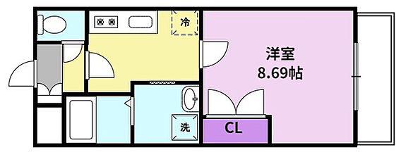 レ・クルール(1K/2階)の間取り写真