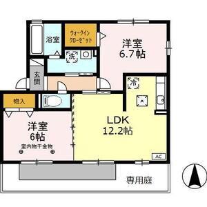 サンポーチ陽だまりA(2LDK/1階)の間取り写真