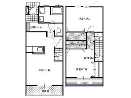 ラ・ペトレ(2LDK/1階)の間取り写真