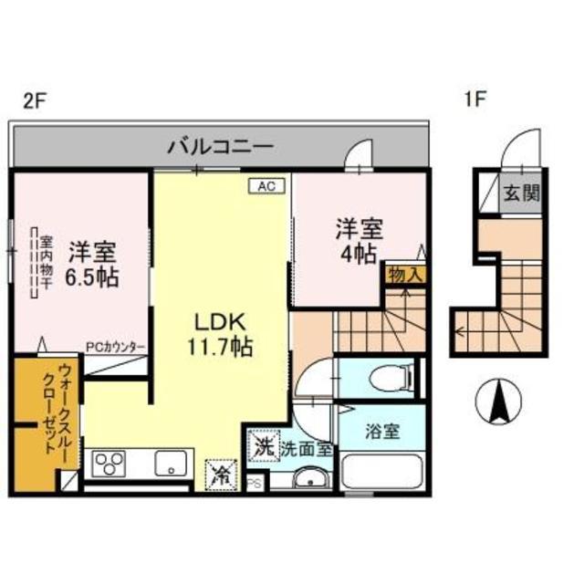 インカウンター(2LDK/2階)の間取り写真