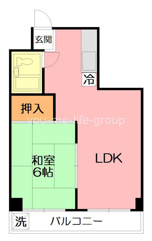 野村マンション(1LDK/4階)の間取り写真