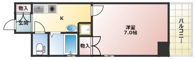 レクシア木川西(1K/5階)の間取り写真