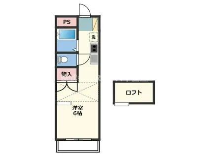 あいらんど花繰 B棟(1K/2階)の間取り写真