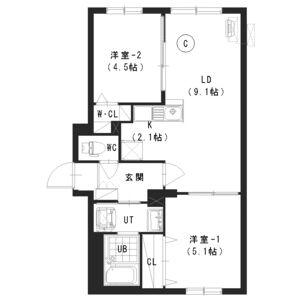 セレーノ南11条(2LDK/4階)の間取り写真