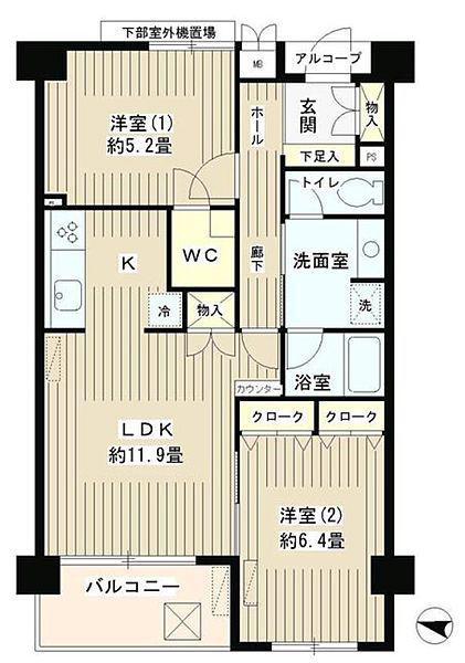 パーシモンヒルズ(2LDK/3階)の間取り写真