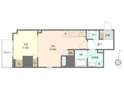 オークレジデンス亀沢(1LDK/2階)の間取り写真