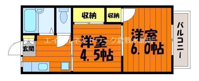 サンステージ68 B棟(2K/2階)の間取り写真