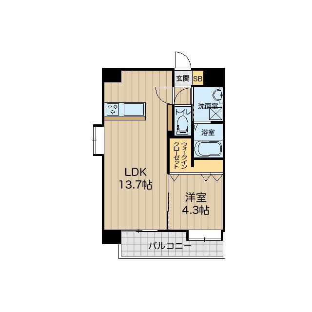 八王寺ツインタワーイースト(1LDK/9階)の間取り写真