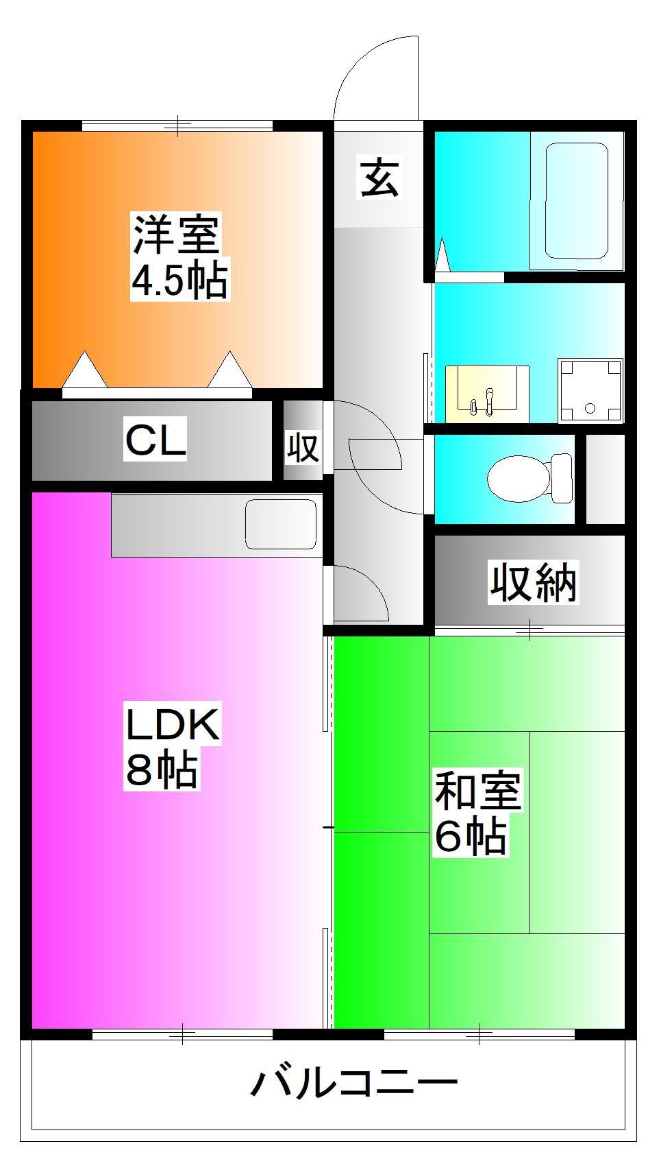 角ビル(2DK/4階)の間取り写真