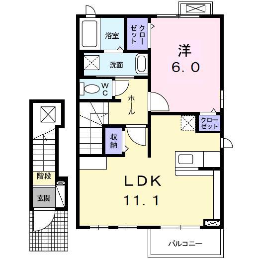 エテルノ・相見(1LDK/2階)の間取り写真