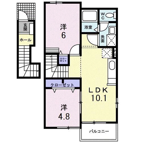 ヒルズポラリス壱番館(2LDK/2階)の間取り写真