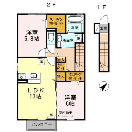 ラクスコーフ(2LDK/2階)の間取り写真