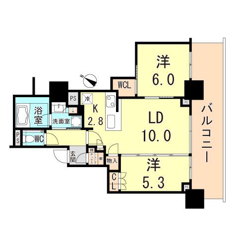ベイシティタワーズ神戸ウエスト(2LDK/15階)の間取り写真