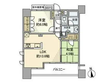 ライオンズ川越新富町(2LDK/11階)の間取り写真