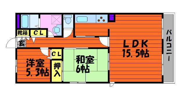 ファーストメゾン(2LDK/1階)の間取り写真