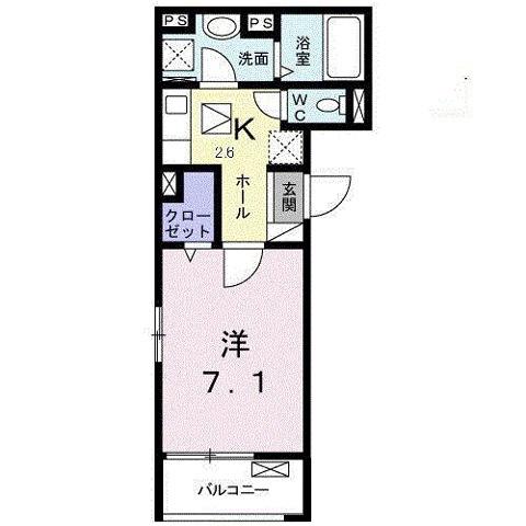 リオン A(1K/1階)の間取り写真