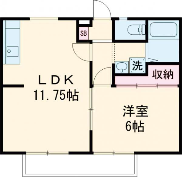 ヤナゼパナハイツA棟(1LDK/2階)の間取り写真