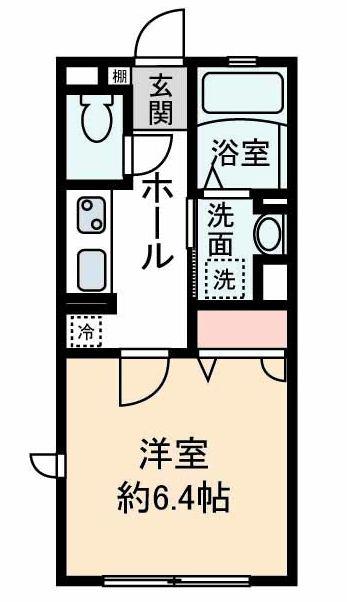 クレール井土ヶ谷(1K/1階)の間取り写真