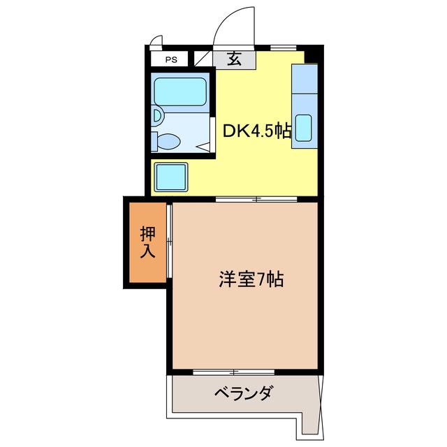 エステイト多賀(1DK/2階)の間取り写真