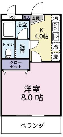 フィールド オブ ウィステリア(1K/5階)の間取り写真