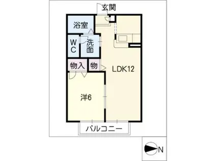 シャーメゾン水上 A棟(1LDK/1階)の間取り写真