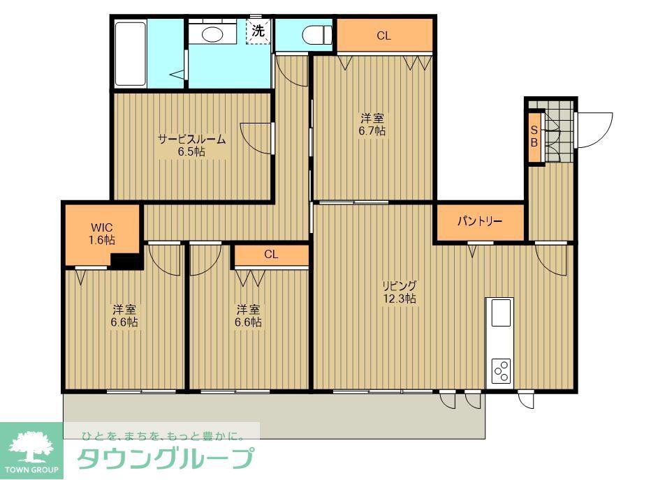 キュロコ千歳船橋(3SLDK/1階)の間取り写真