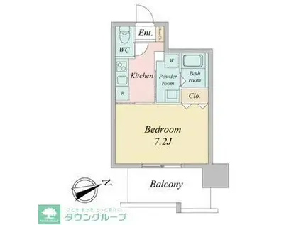 リバーコート砂田橋I(1K/2階)の間取り写真