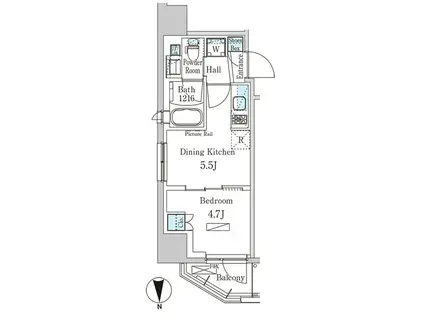 PARKAXIS浅草田原町ガーデン(1DK/3階)の間取り写真
