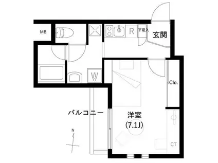 ACCESS湘南平塚(1K/8階)の間取り写真