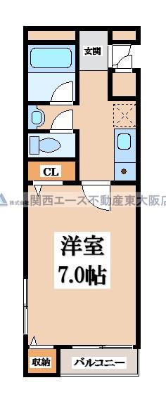 Dマンション(1K/2階)の間取り写真