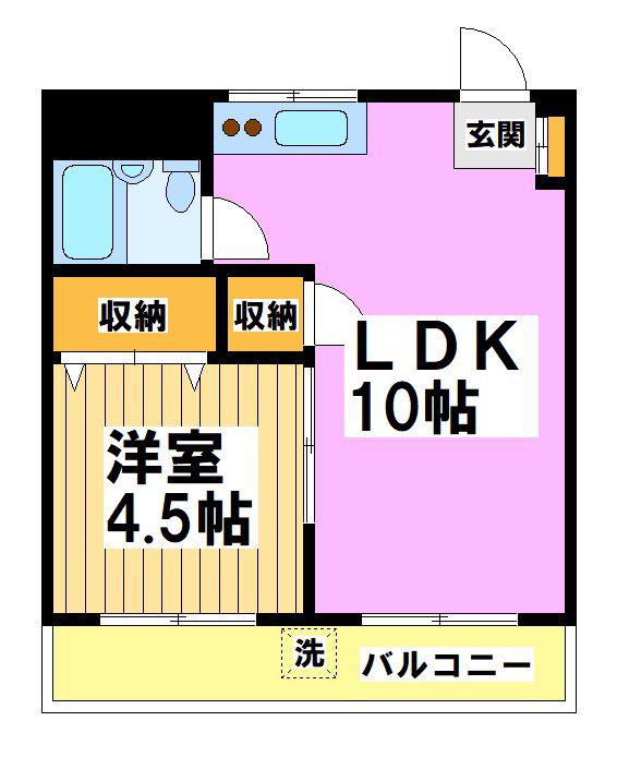 モンターニュ国領(1LDK/4階)の間取り写真