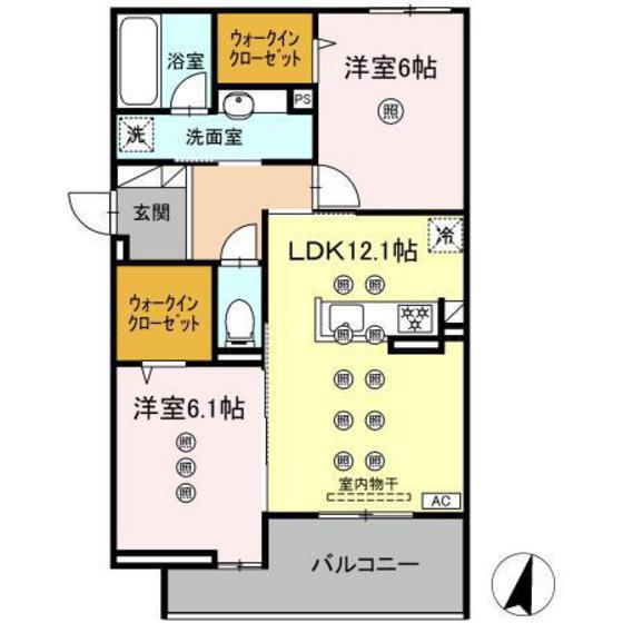 フィオーレ(2LDK/3階)の間取り写真