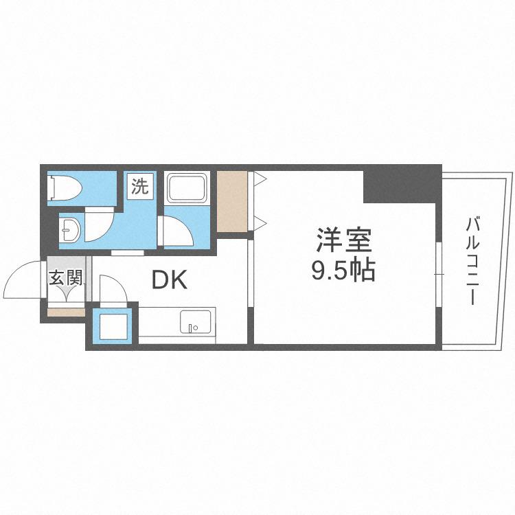 レフィーナ円山(1K/9階)の間取り写真