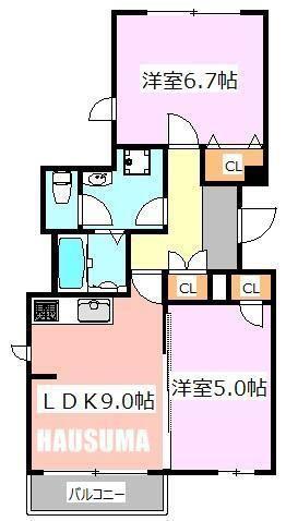 ベレオ尾久(2LDK/1階)の間取り写真
