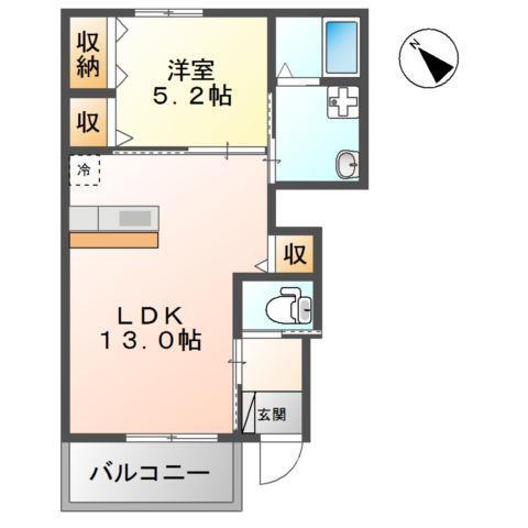 H&IルミナスI(1LDK/1階)の間取り写真