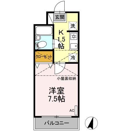 メゾンシャレー(1K/1階)の間取り写真