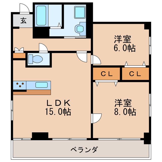 メゾン森(2LDK/6階)の間取り写真