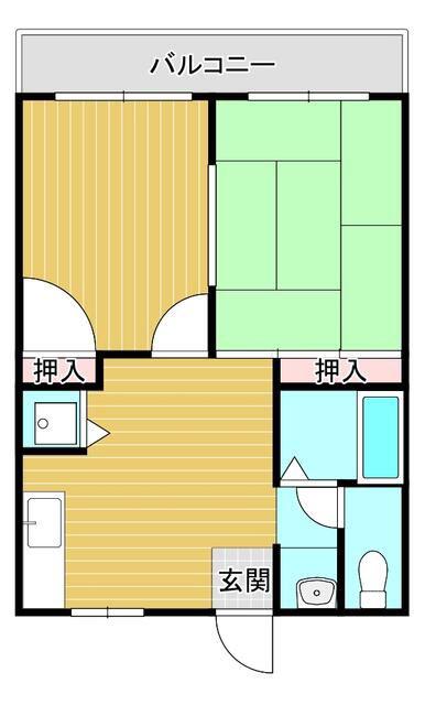 東部マンション(2DK/2階)の間取り写真