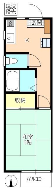 コーポみさと(1K/2階)の間取り写真