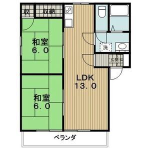 ローズガーデン800 F(2DK/2階)の間取り写真