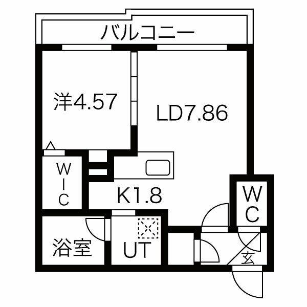 ヴァンテール月寒東(1LDK/2階)の間取り写真