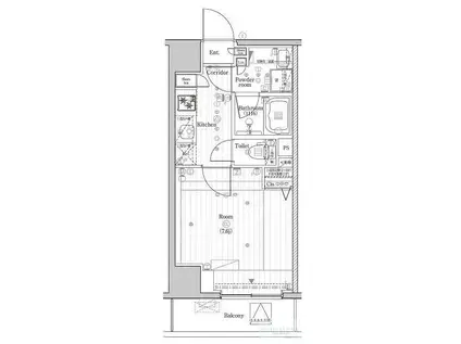 プレミアムキューブG市谷甲良町(1K/2階)の間取り写真