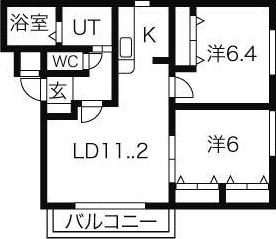 シャテニエ1014(2LDK/2階)の間取り写真
