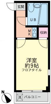 メヌエットK(1K/2階)の間取り写真
