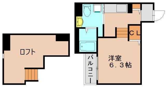 リアンジュ筥松(ワンルーム/2階)の間取り写真